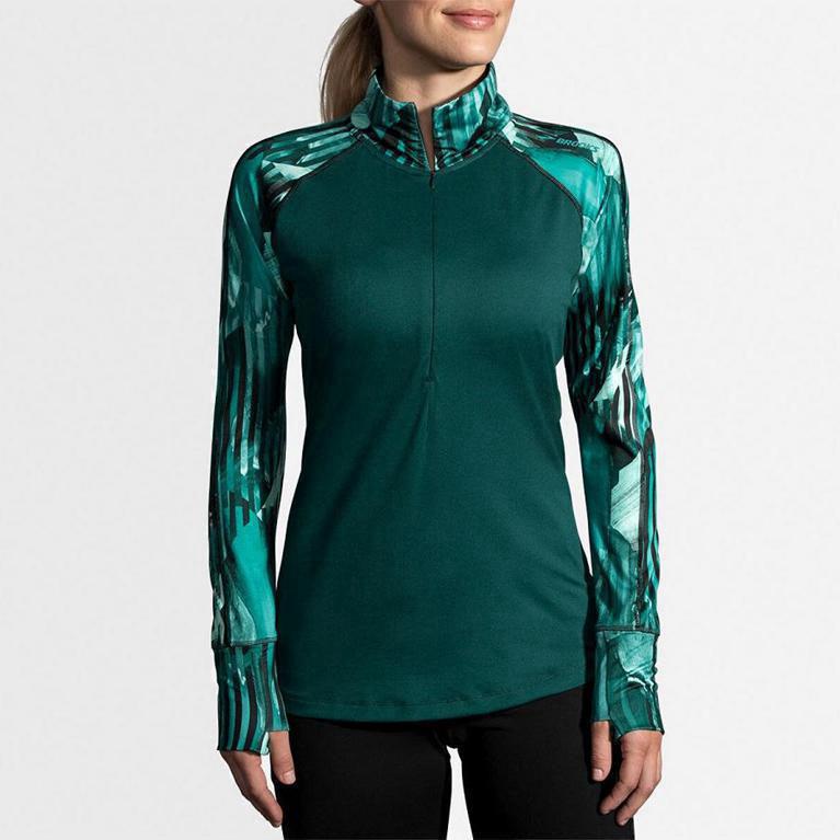 Brooks Dash Half Zip Löparjackor Dam 153708-QHT Gröna